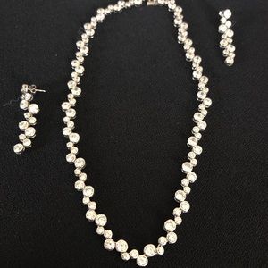 Silver necklace and matching earring set